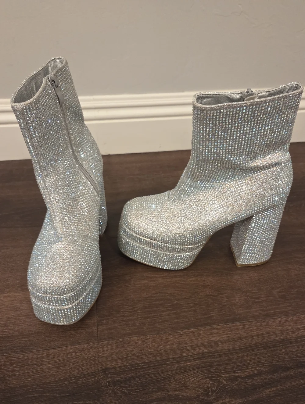 Forever Link Silver Rhinestone Platform Boot